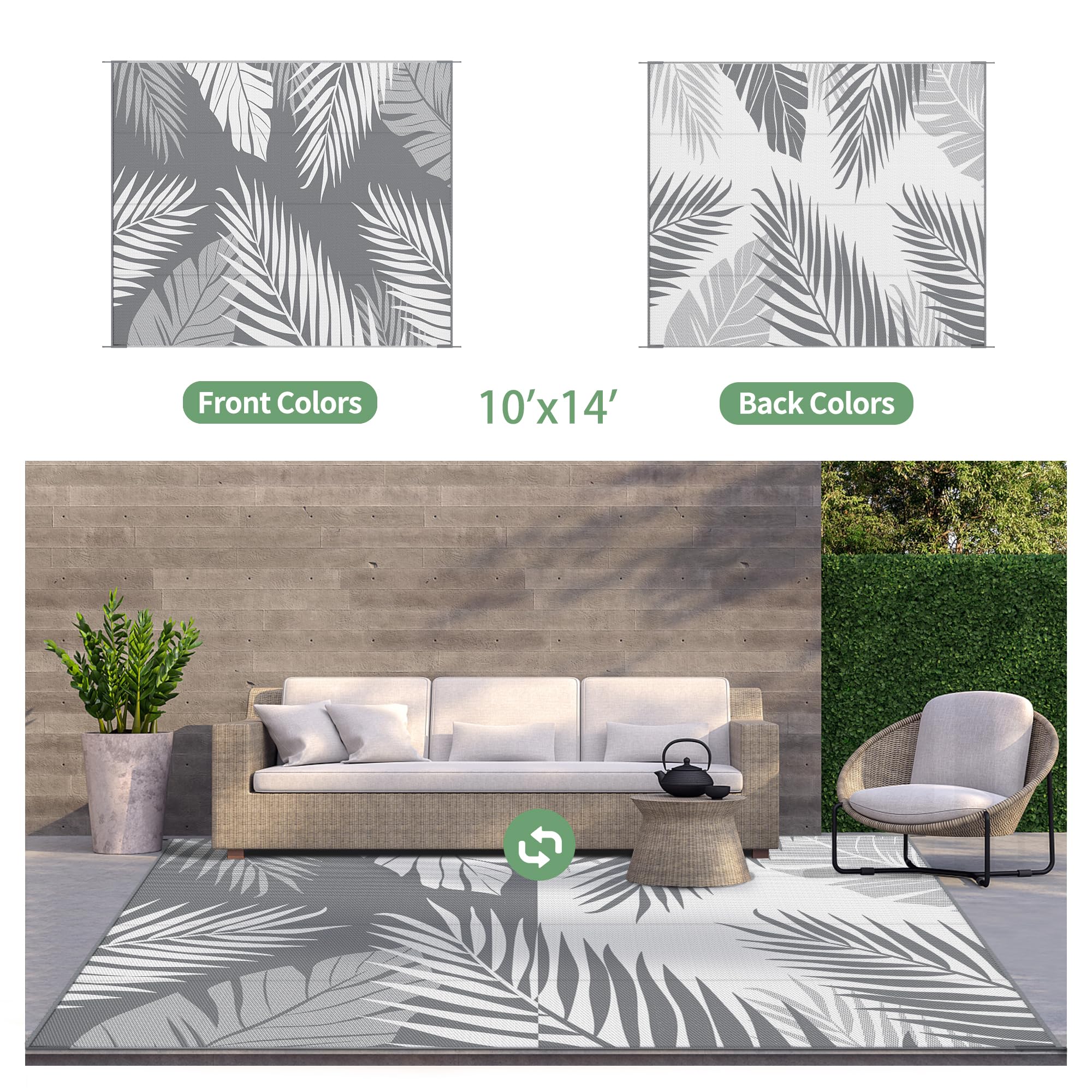Genimo Outdoor Rug double-sided design offers two looks