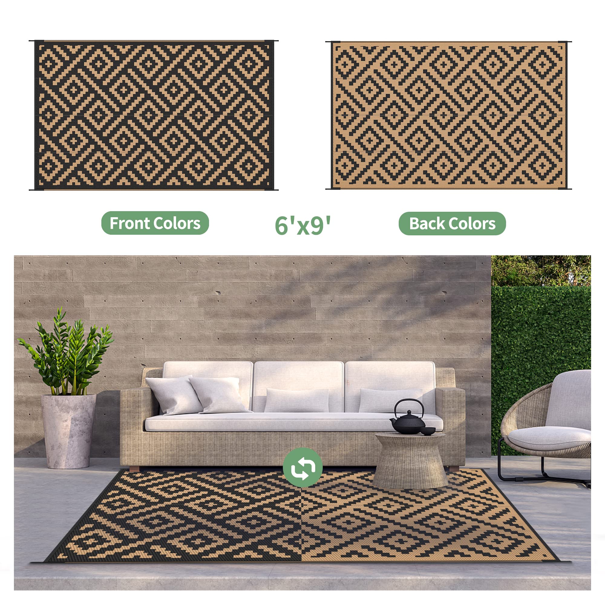 GENIMO durable-edge-sealed outdoor rug resists tearing in rugged spaces