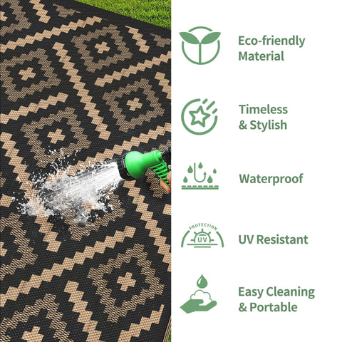 GENIMO outdoor rug durable edge sealing enhances outdoor resilience against wear.