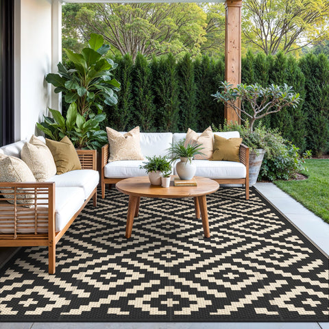 GENIMO easy-clean rug folds compactly for storage on trips.