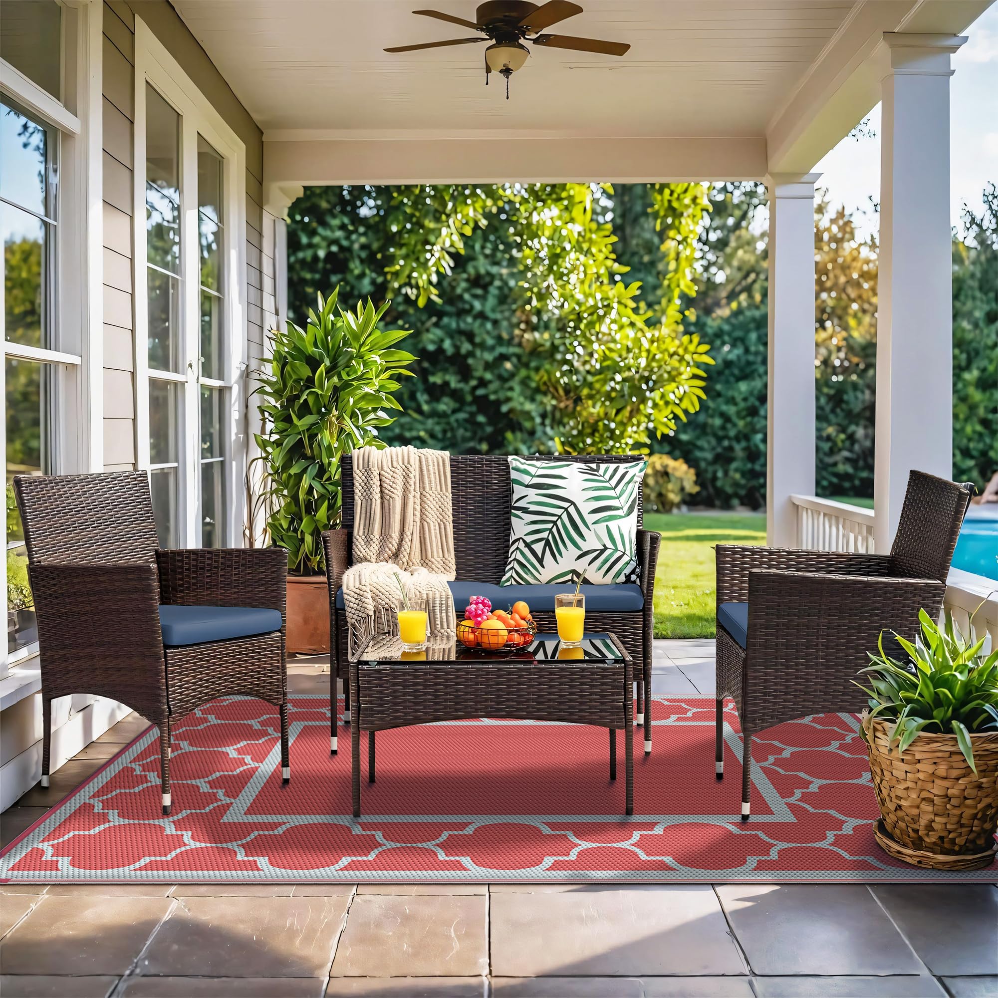 GENIMO foldable reversible rug on deck, easy storage and versatile use.