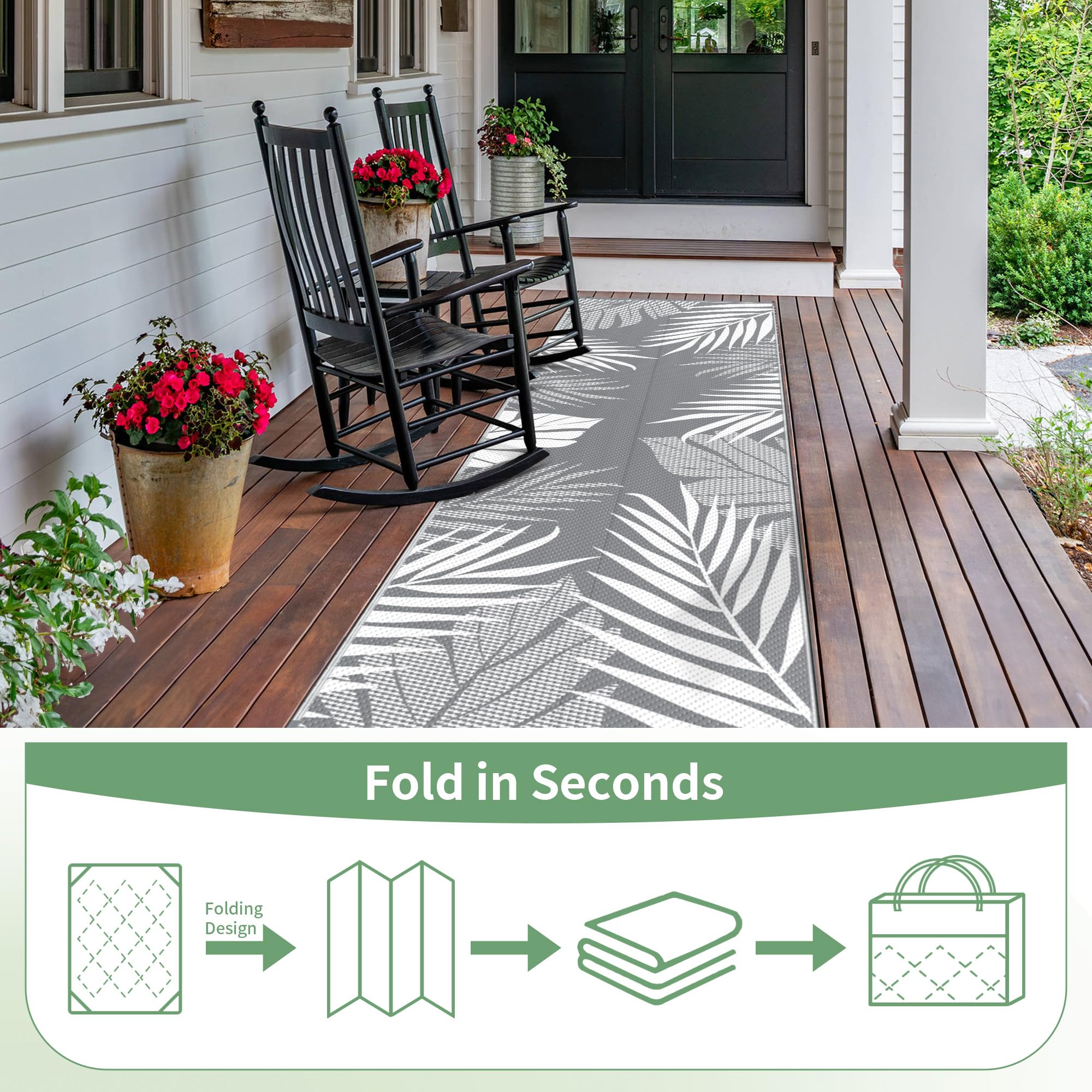 GENIMO grey and white tones rug fits entryways and balconies with modern look.