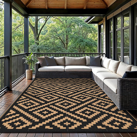 GENIMO non-slip grid backing keeps the rug stable on decks