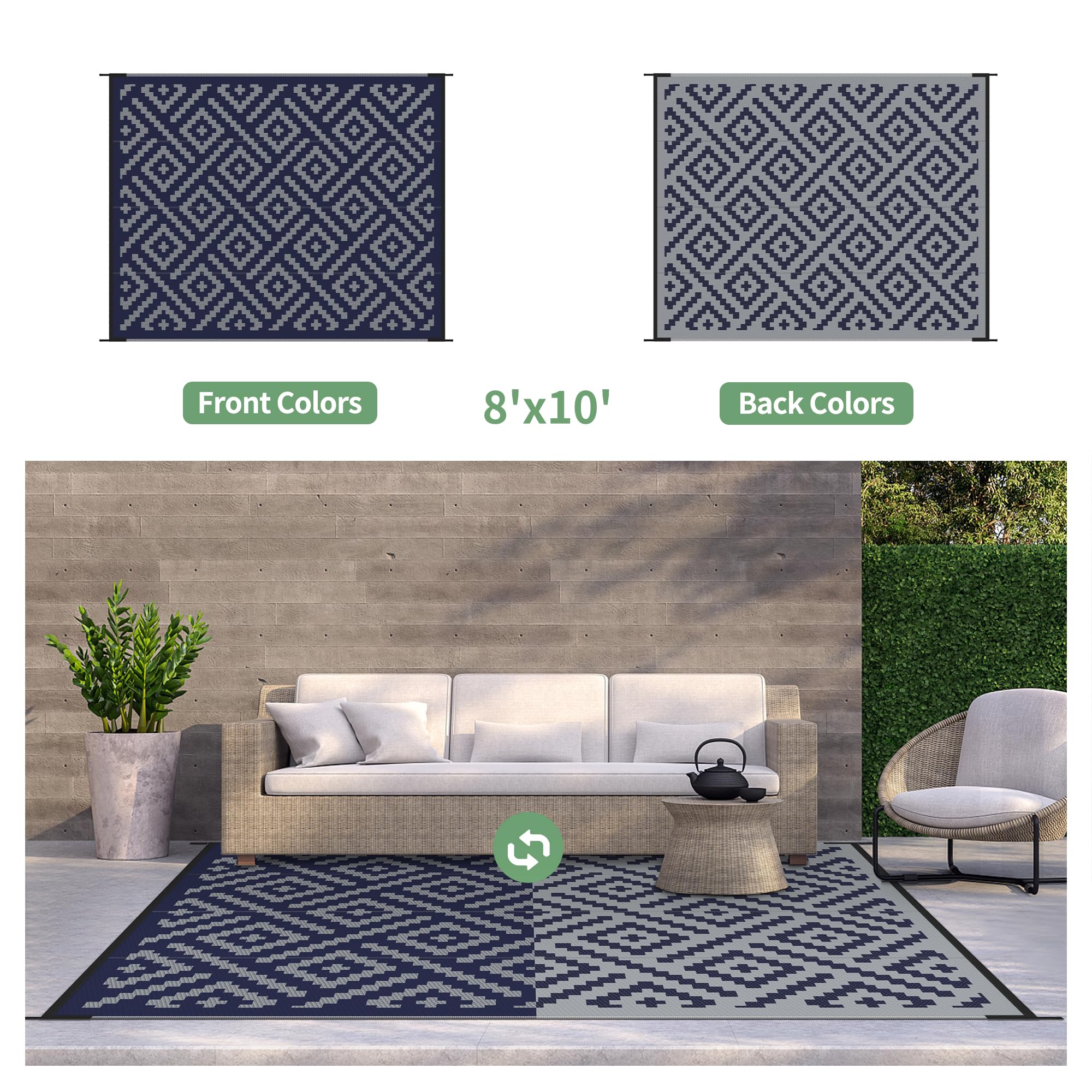 GENIMO rug with non-slip grid backing drains rain safely