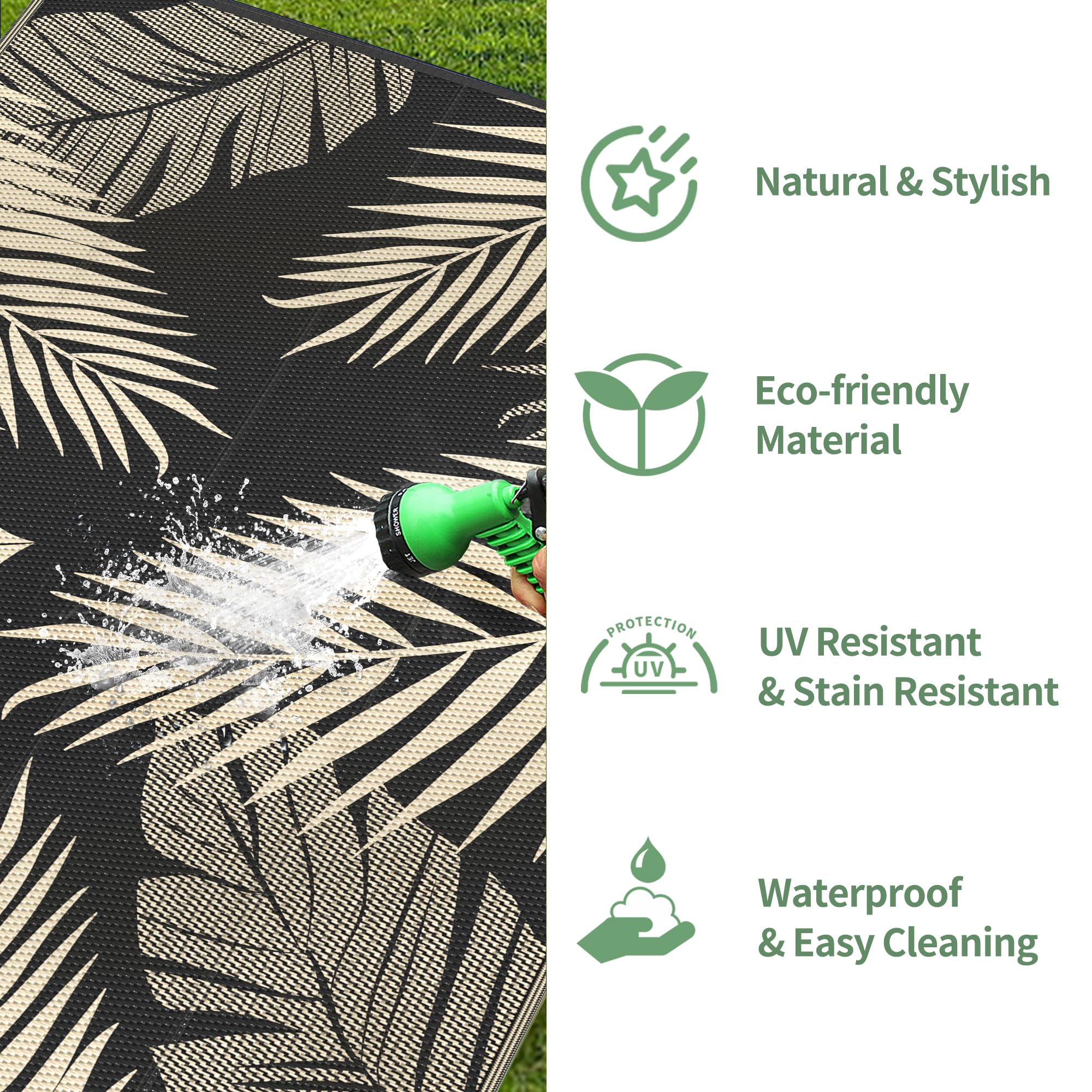 GENIMO reversible rug for patio or beach picnics with style