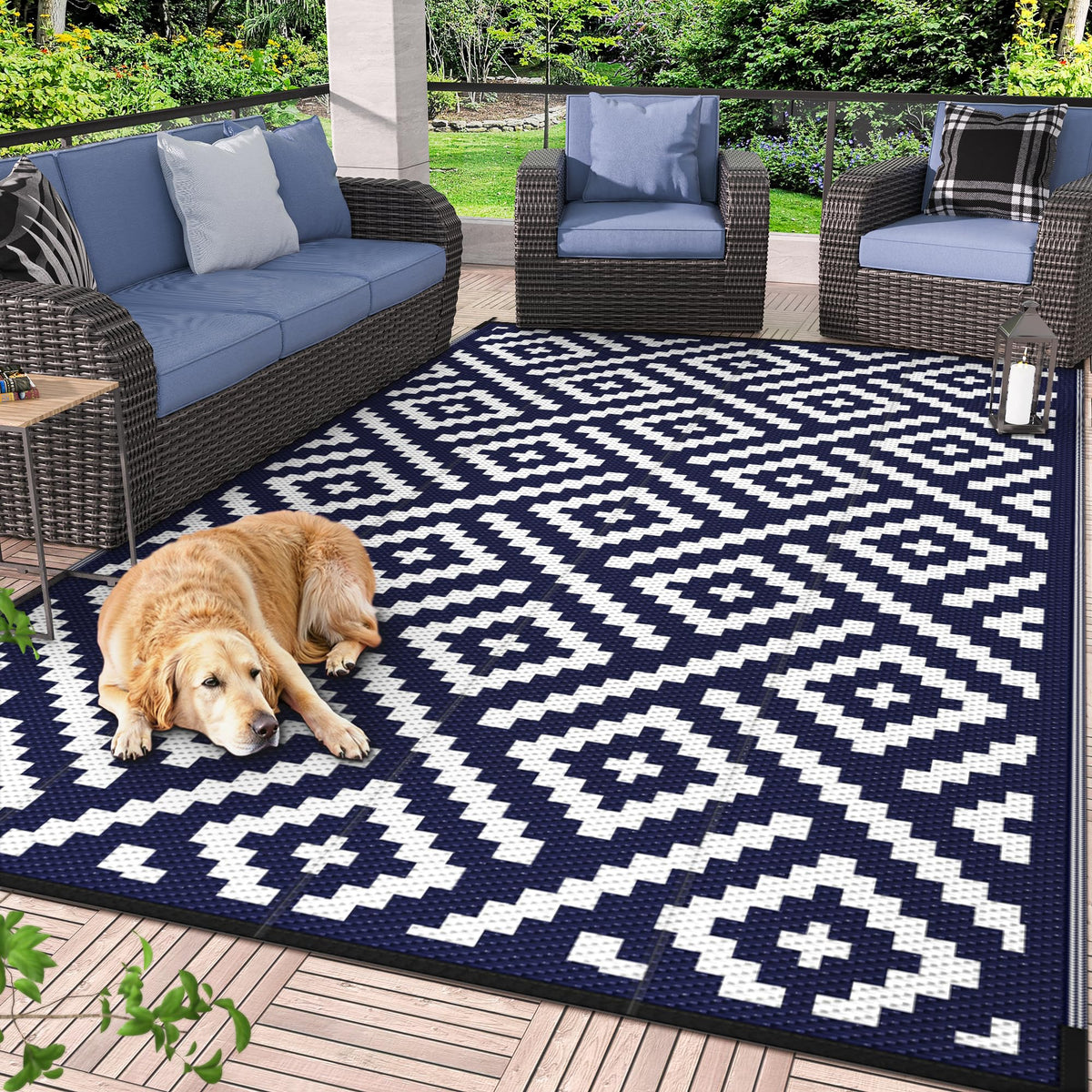 GENIMO outdoor rug for patio clearance with weatherproof durability.