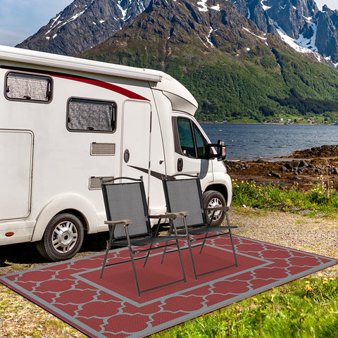 GENIMO outdoor rug on patio with border pattern, stylish surface for furniture.
