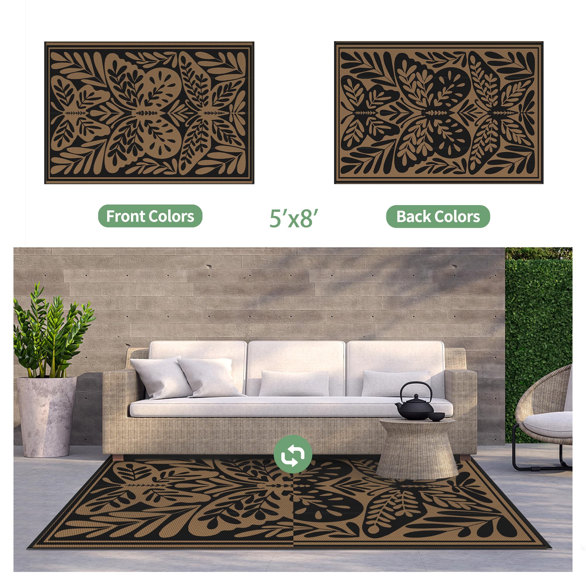GENIMO reversible camping mat with straw texture for versatile outdoor decor.