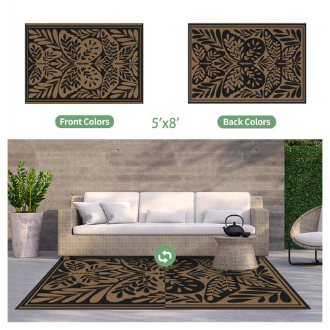GENIMO reversible camping mat with straw texture for versatile outdoor decor.