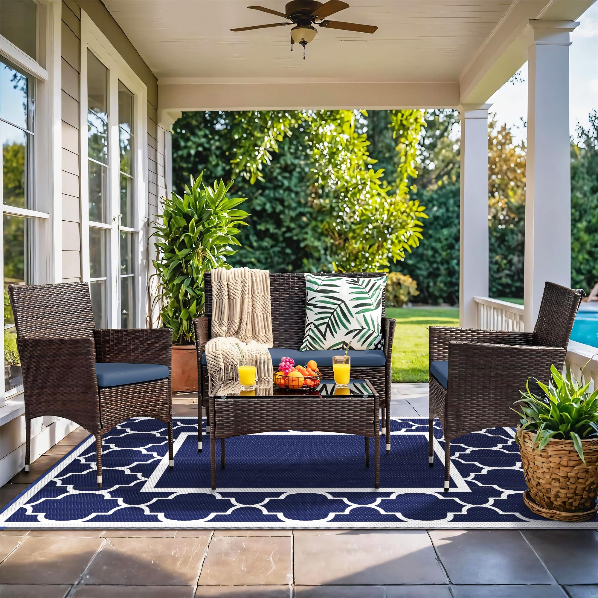 GENIMO patio rug reversible weave for versatile outdoor styling
