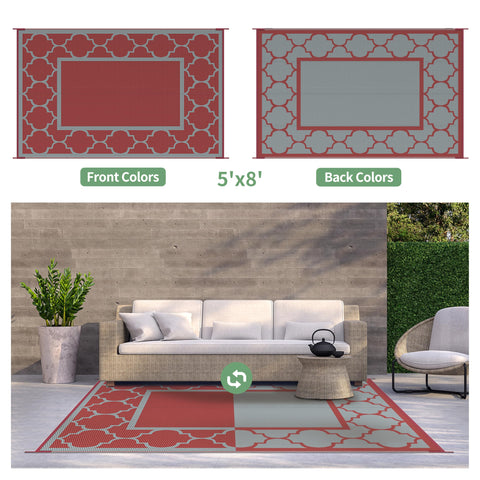 GENIMO rug for RV setup, portable and packable for camping essentials.