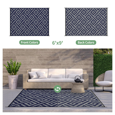 GENIMO outdoor rug with non-slip grid backing on outdoor surface