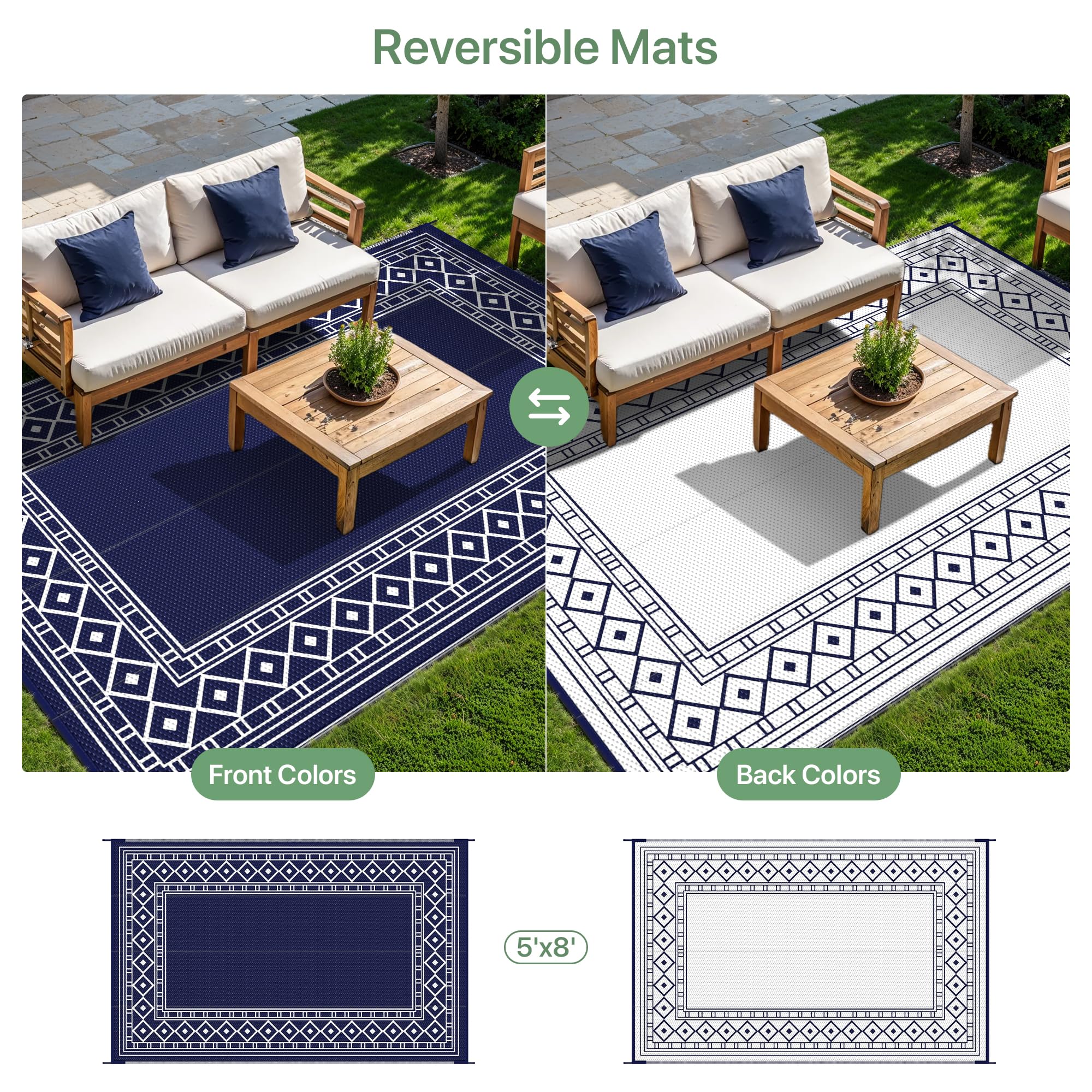 GENIMO rug features UV-resistant coating to preserve color in sun