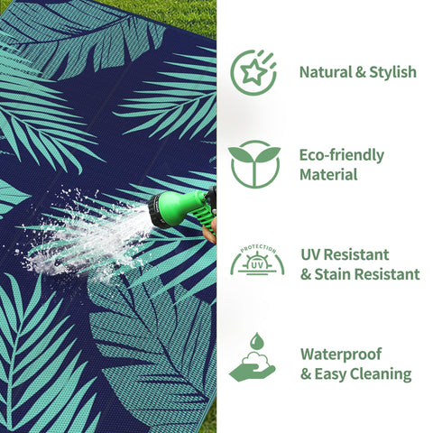GENIMO waterproof rug cleans easily after spills and sand at the beach