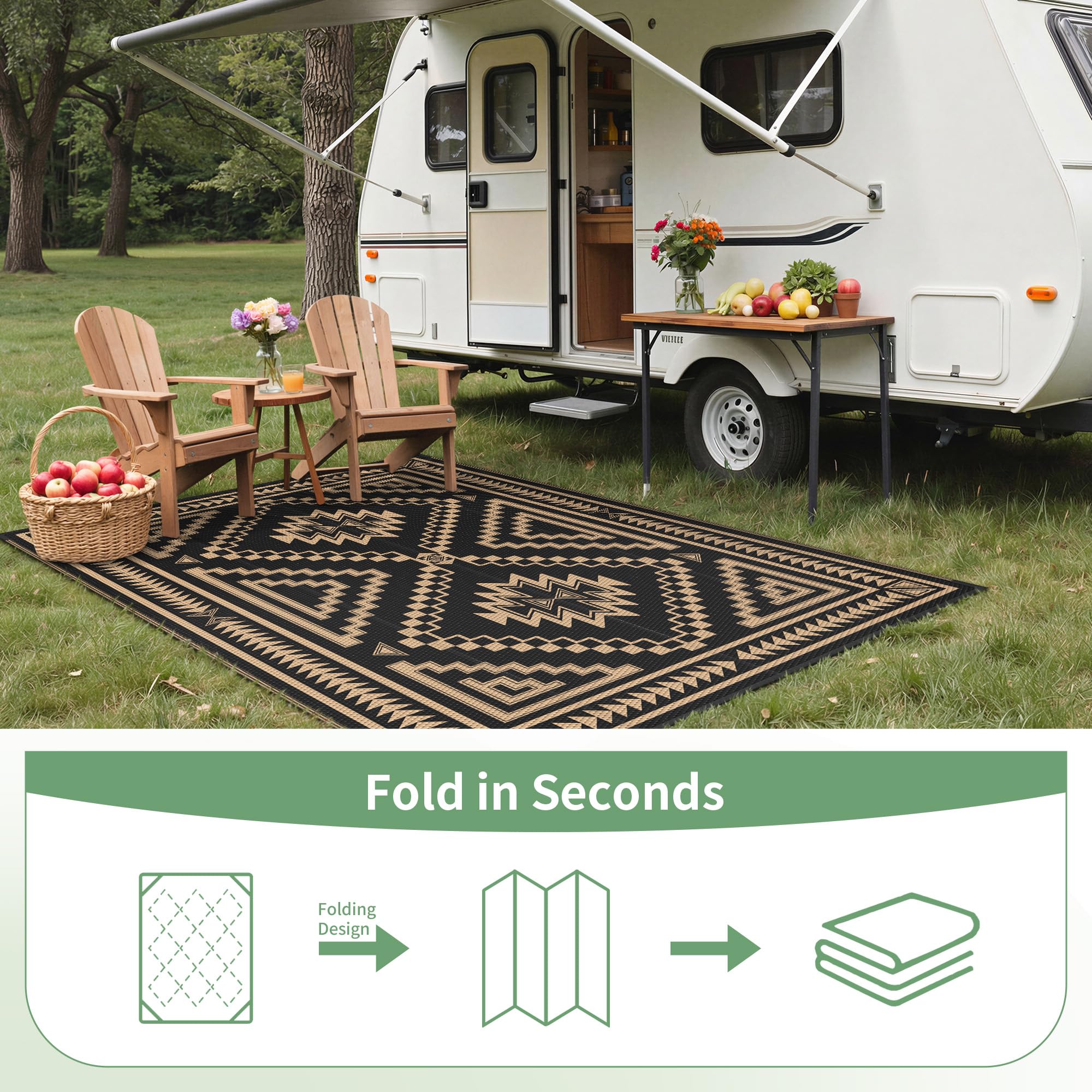 GENIMO versatile outdoor mat for patio, balcony, beach setups