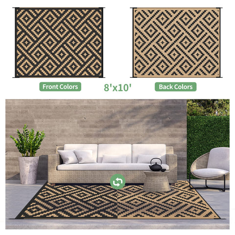 GENIMO rug with weatherproof coating for sun and rain protection.