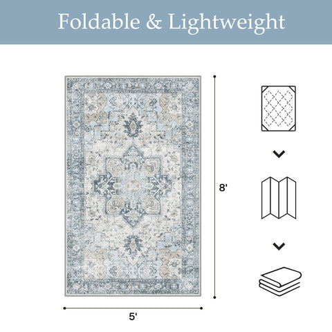 GENIMO patio rug with floral pattern offers water resistance and quick-dry performance.