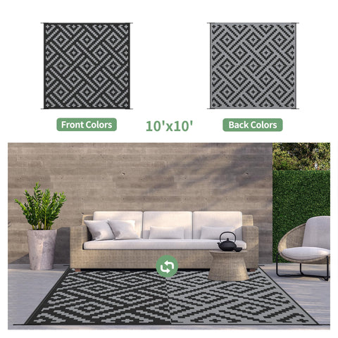 GENIMO patio deck rug with stain resistance and fast-drying performance outdoors.
