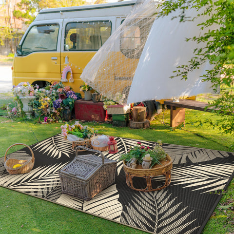 GENIMO plastic straw rug lightweight and portable for travel