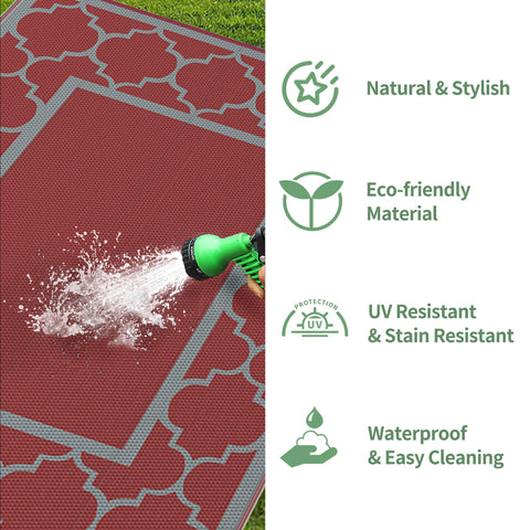 GENIMO polypropylene outdoor rug dries quickly and resists stains.