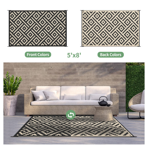 GENIMO RV mat outdoor setup shows portable, durable floor covering.
