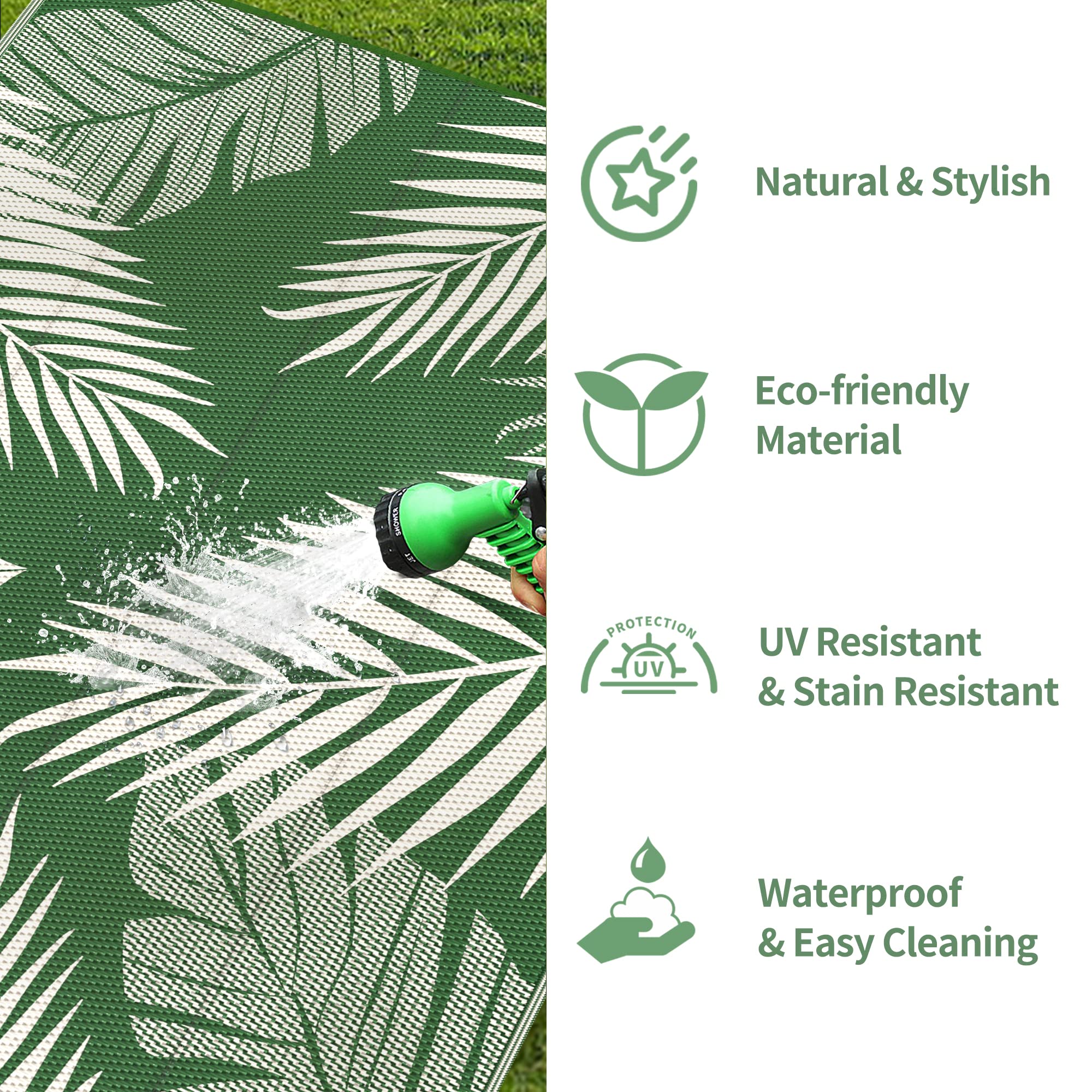 GENIMO weather-resistant rug suits patios, decks, or porches in any season.