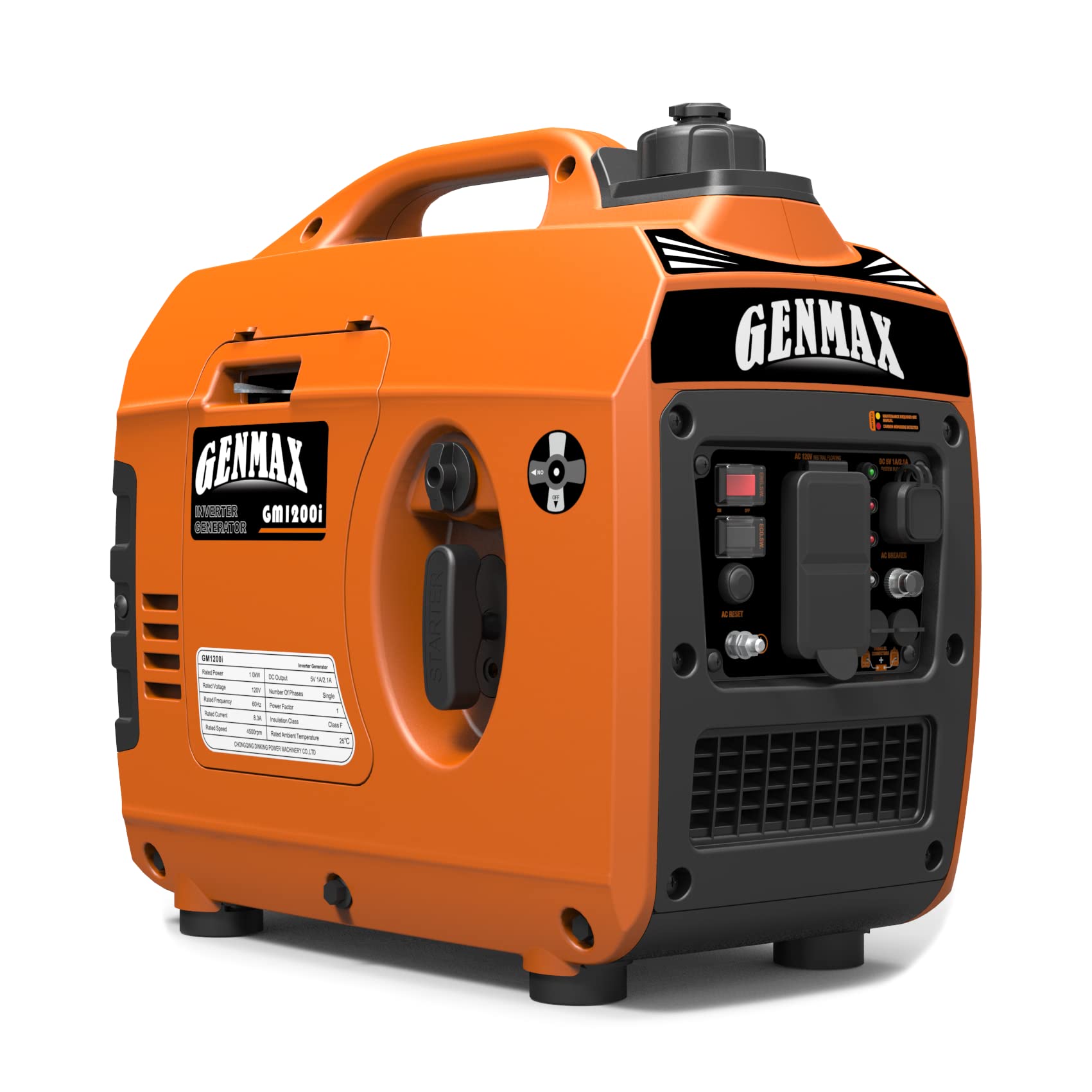 GENMAX GM1200i side profile highlights portability for backup use.