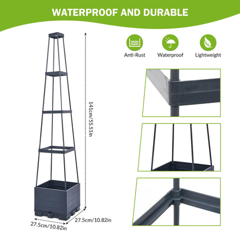 GENMOUS & CO tomato planter box cage trellis supports climbing vines on a balcony