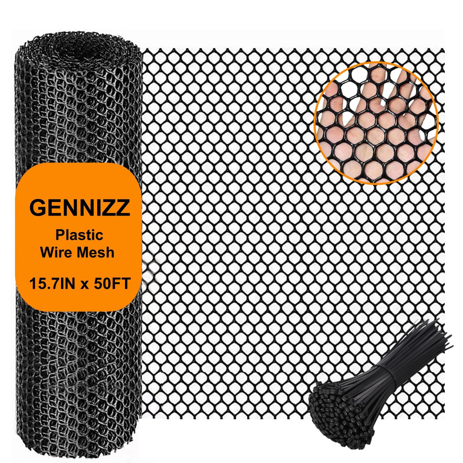 GENNIZZ plastic chicken wire fence roll for garden borders and pets.