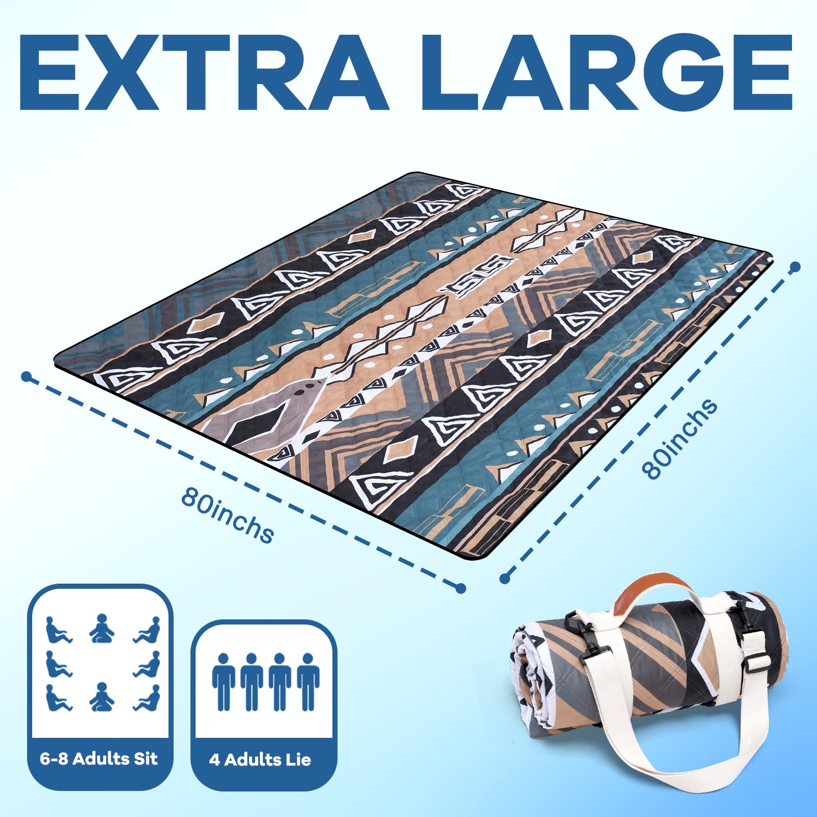 Genovega beach blanket with sandproof surface for seaside cleanup after sun days.