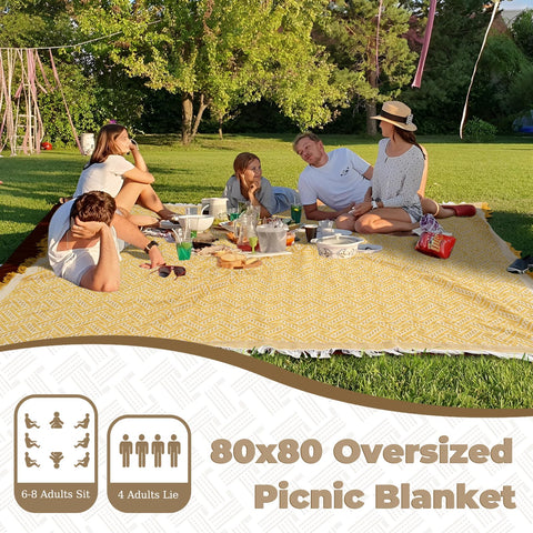 Genovega waterproof picnic blanket keeps sand away on the beach.