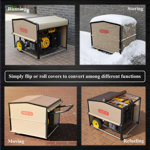 GenShed GCE side panel open demonstrates adjustable ventilation for running generator.