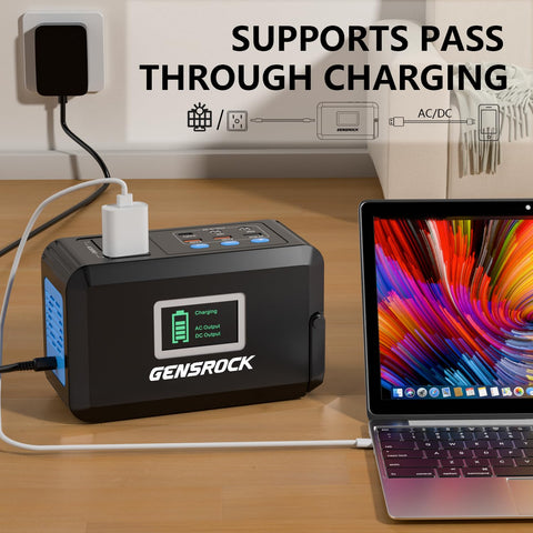 GENSROCK portable power station with multiple outputs for phones and cameras