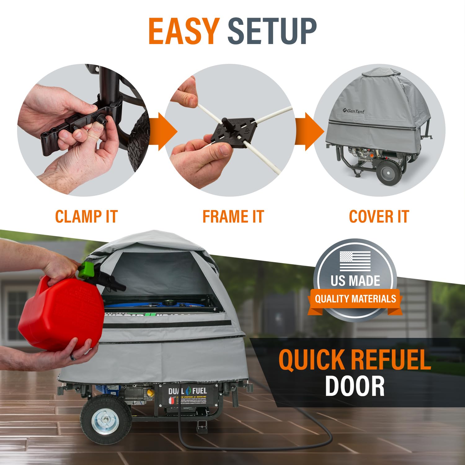 GenTent design preserves cooling airflow around the generator while covered