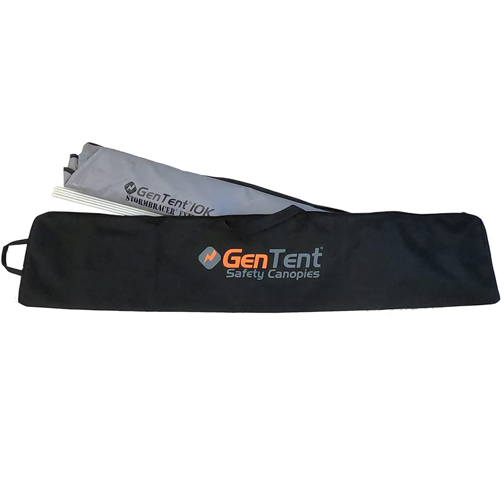 GenTent storage bag warranty label indicating 1-year limited coverage.