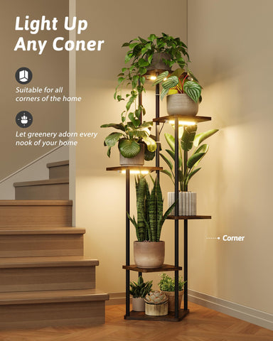 GENTINGBRO 6-tier metal shelf provides sturdy indoor support.