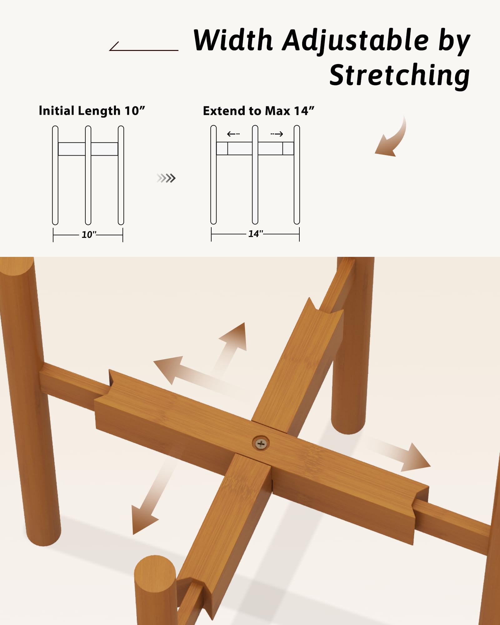GENTINGBRO bamboo plant stand with 10-inch pot elevates larger plants gracefully