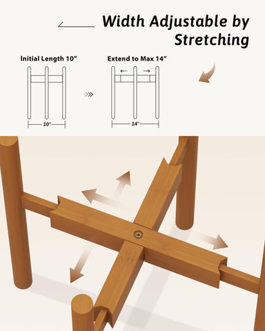 GENTINGBRO bamboo plant stand with 10-inch pot elevates larger plants gracefully