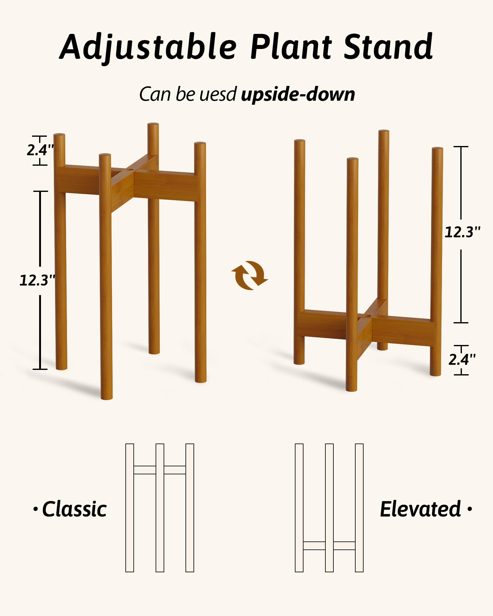 GENTINGBRO bamboo plant stand with 11-inch pot adds height and stability