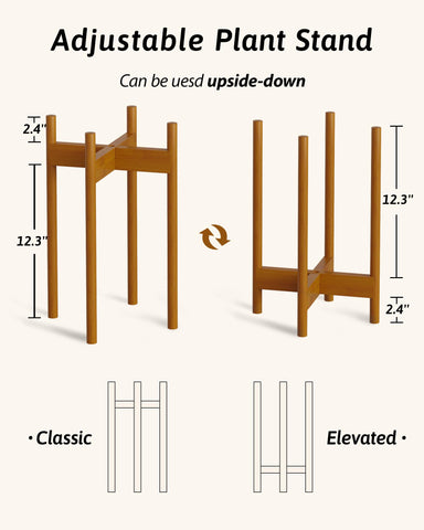 GENTINGBRO bamboo plant stand with 11-inch pot adds height and stability