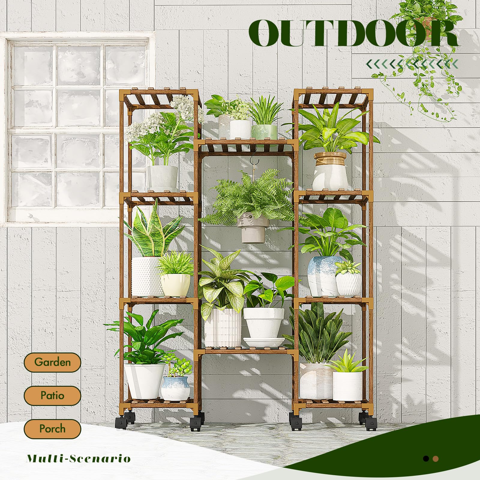 GENTINGBRO hanging flower stand displays plants without crowding shelves.