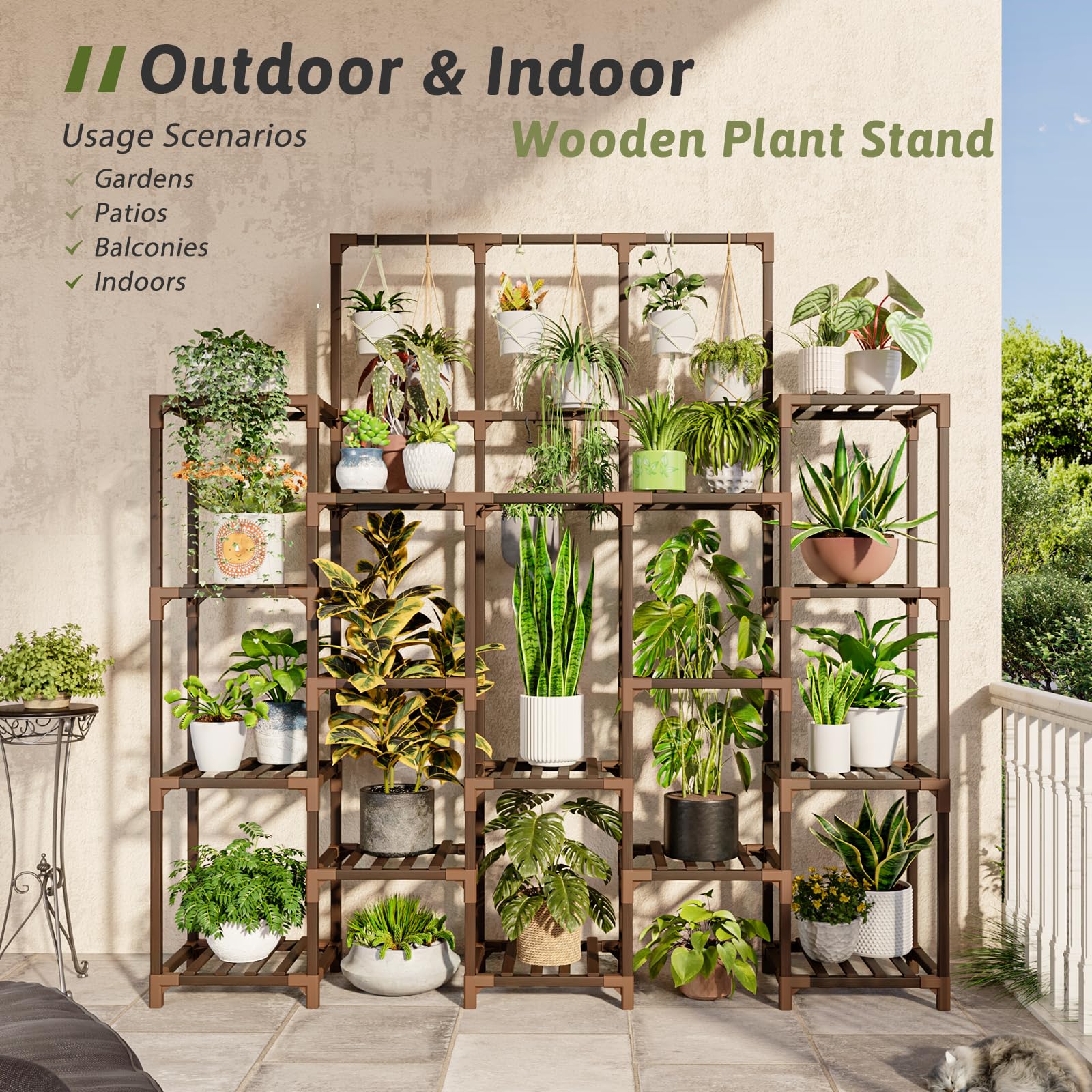 GENTINGBRO built-in hanging planter lets trailing plants cascade for drama.
