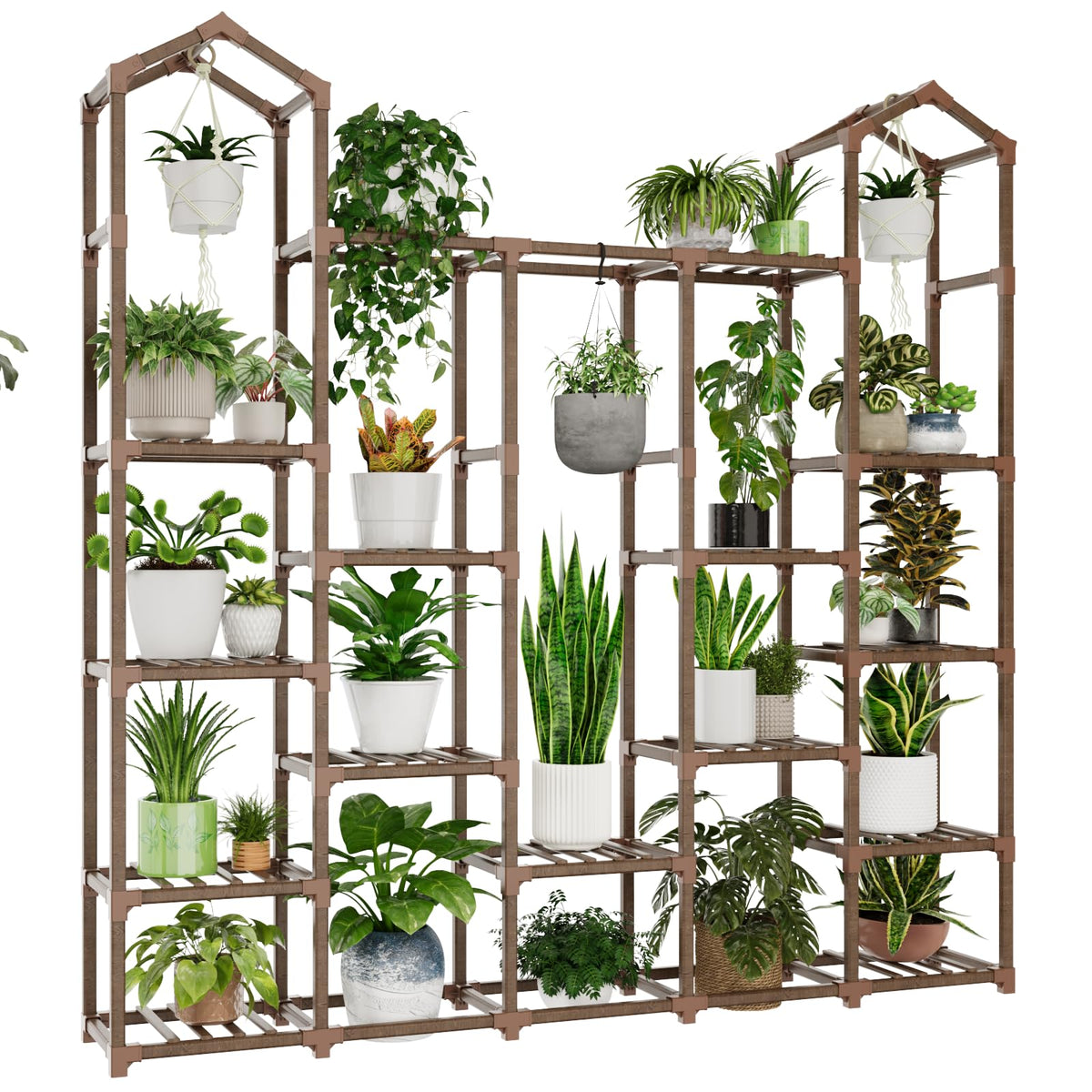 Gentingbro large plant stand displays 18-23 pots in a corner for space efficiency