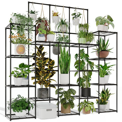 GENTINGBRO metal plant stand 63-inch tall with ventilated mesh shelves for healthier root airflow.