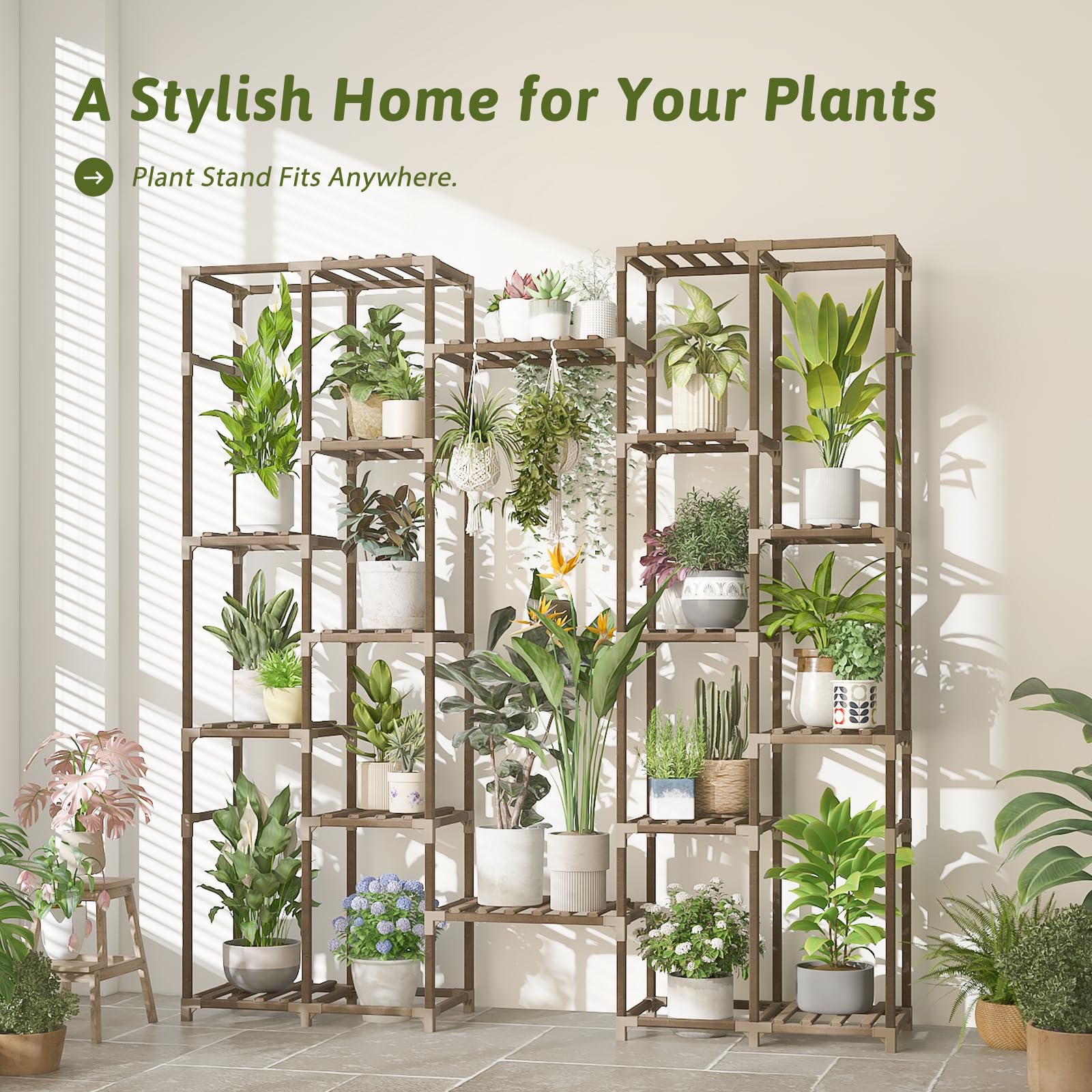 GENTINGBRO middle shelf holds 2-3 pots for balanced displays.