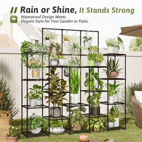 GENTINGBRO outdoor-friendly plant rack designed for durability in sun and rain.