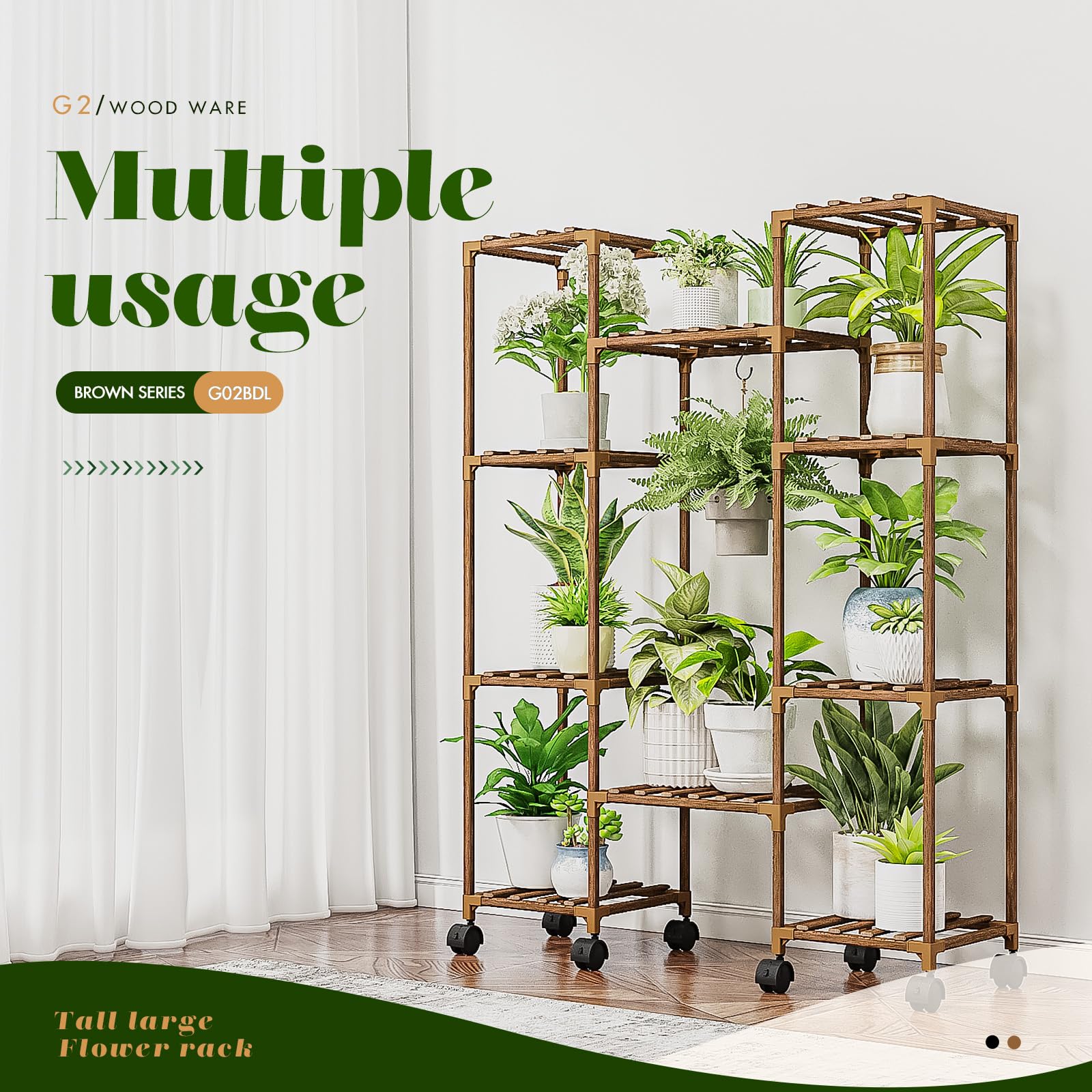 GENTINGBRO 10-pot plant shelf keeps several plants neatly organized.