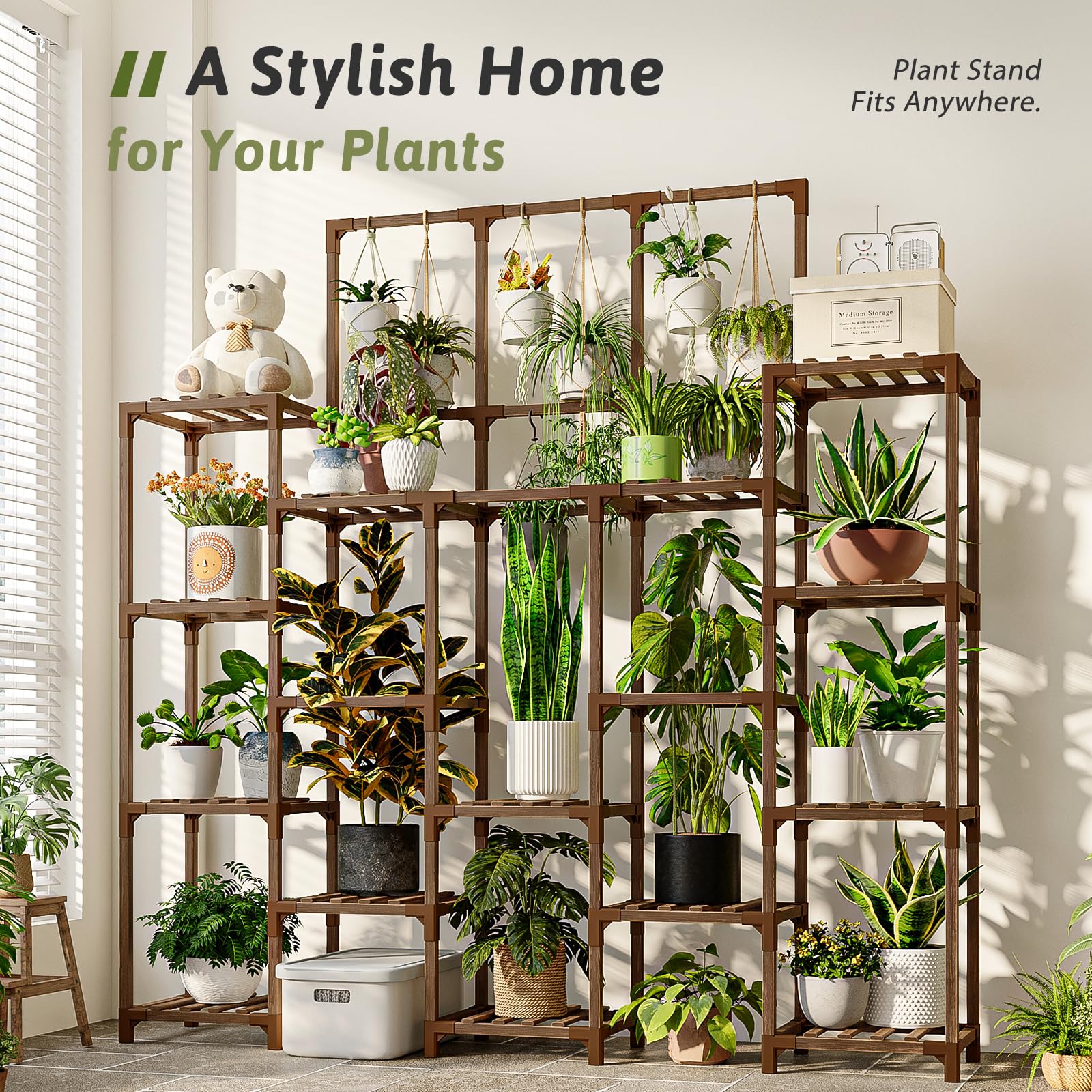 GENTINGBRO 14-tier shelf displays multiple pots on a sturdy indoor outdoor frame.
