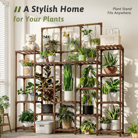 GENTINGBRO 14-tier shelf displays multiple pots on a sturdy indoor outdoor frame.
