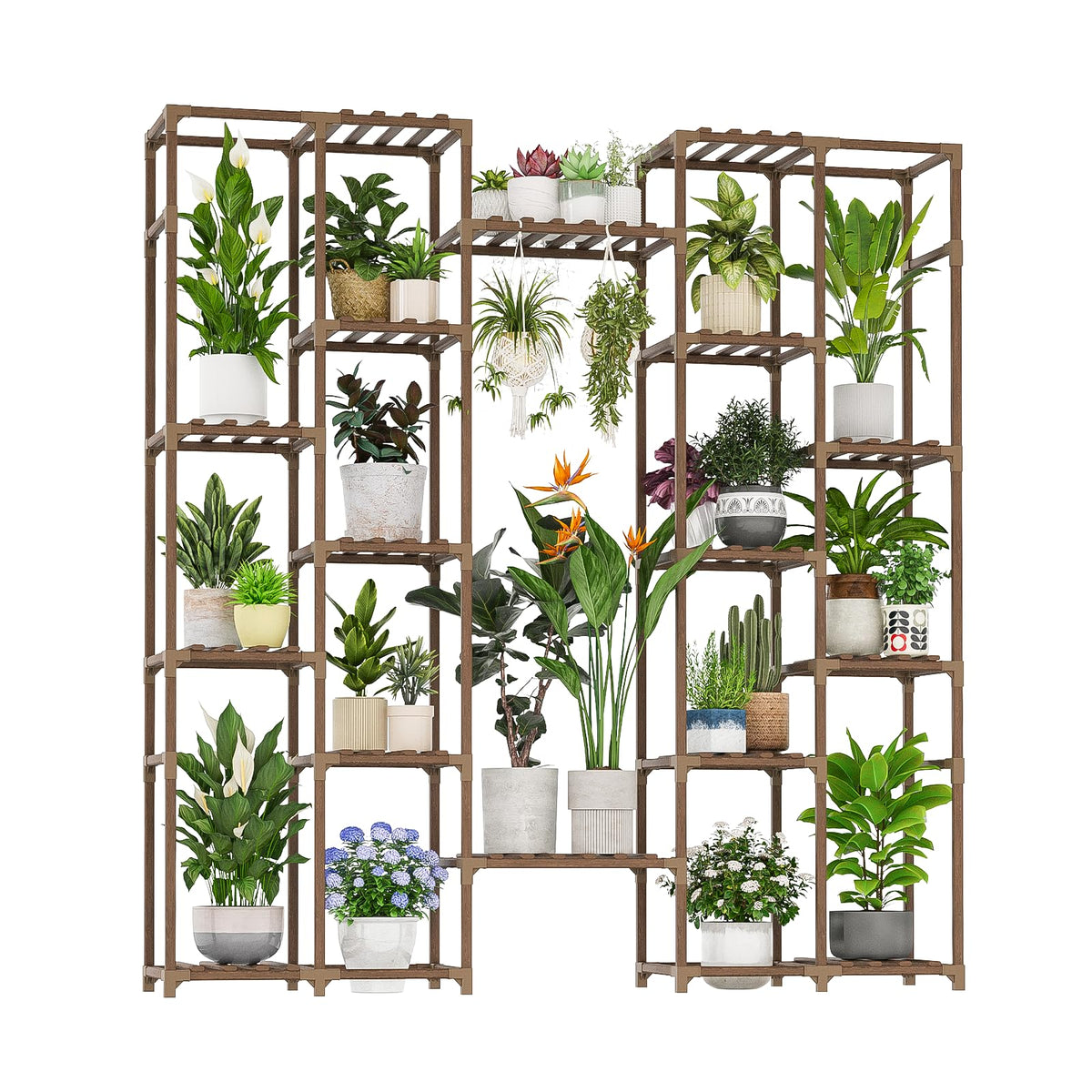 GENTINGBRO plant stand showing 18-pot display for indoor greenery.